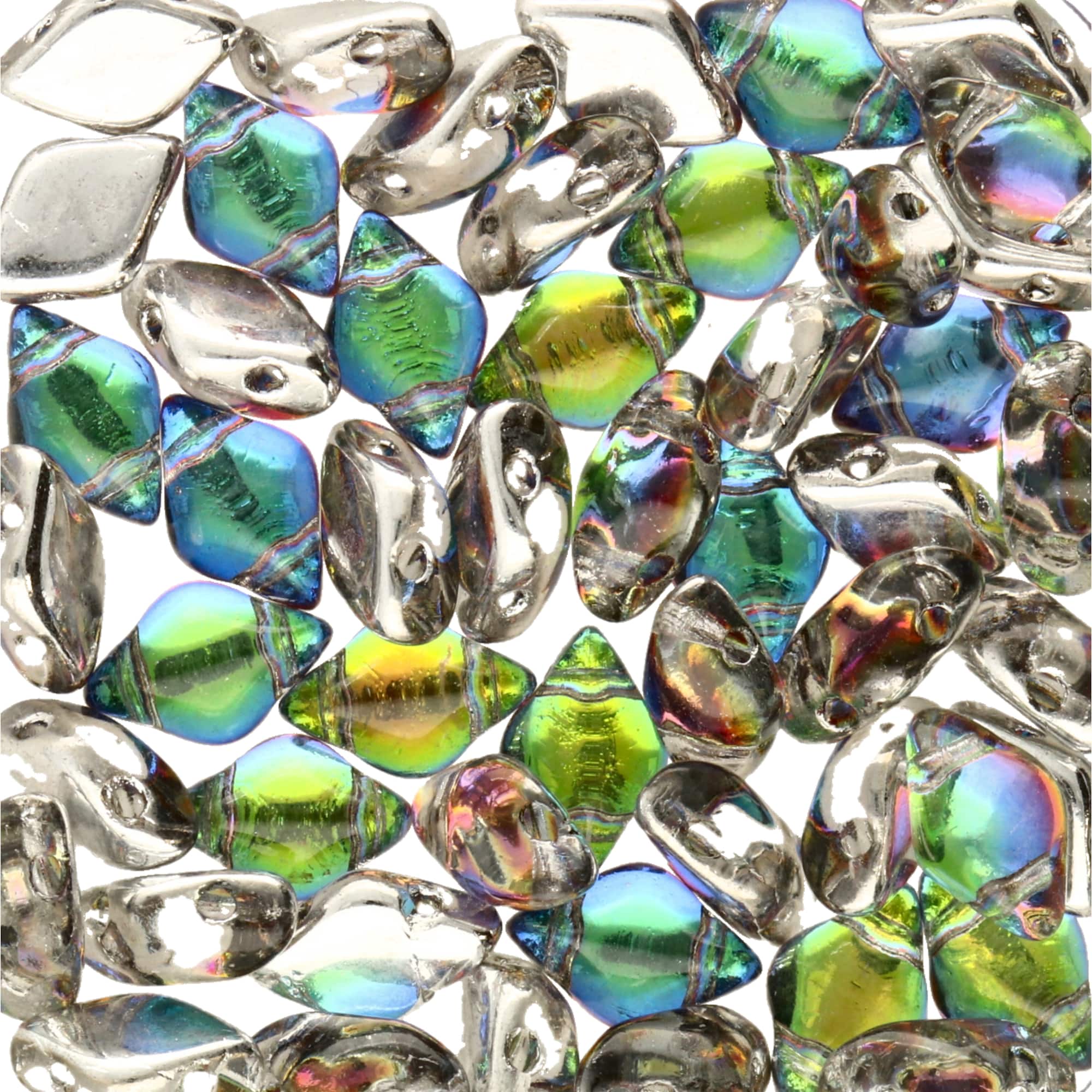 GemDUO™ 8mm 2-Hole Czech Glass Diamond Beads